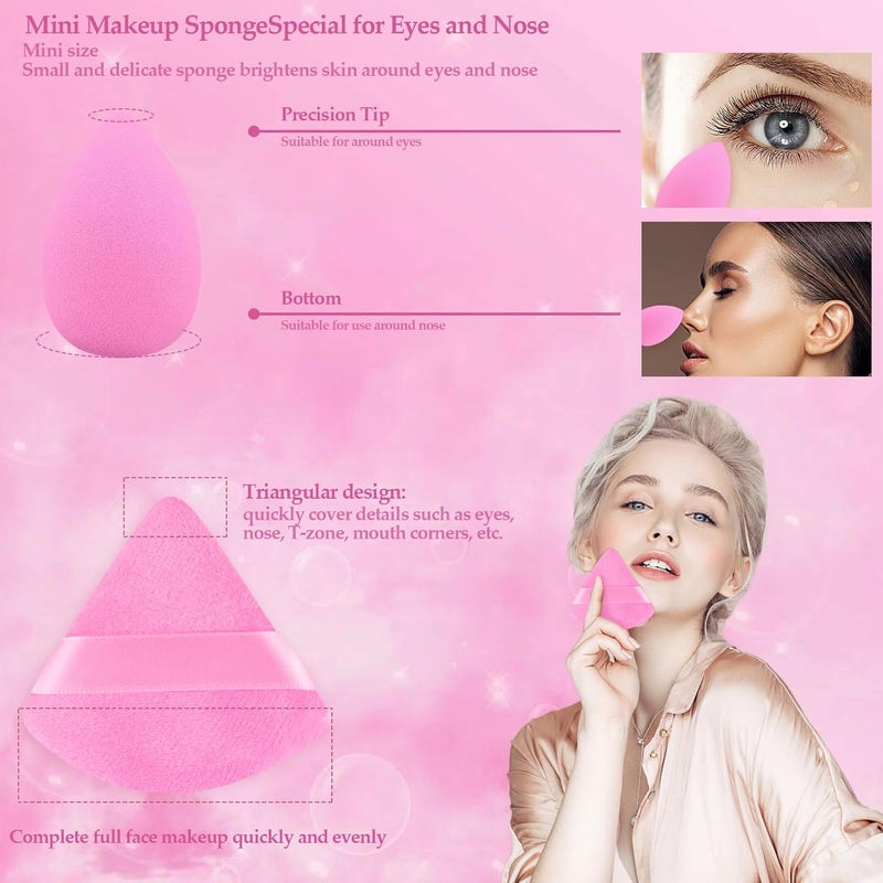 AuraRay 14 Pcs Make up Sponges Beauty Sponges Blender with 4 Pcs Powder Puff and 4 Pcs Mini Makeup Sponge for Foundation,Liquid,Powder,Concealer,Cream(Hot Pink) - Image 4